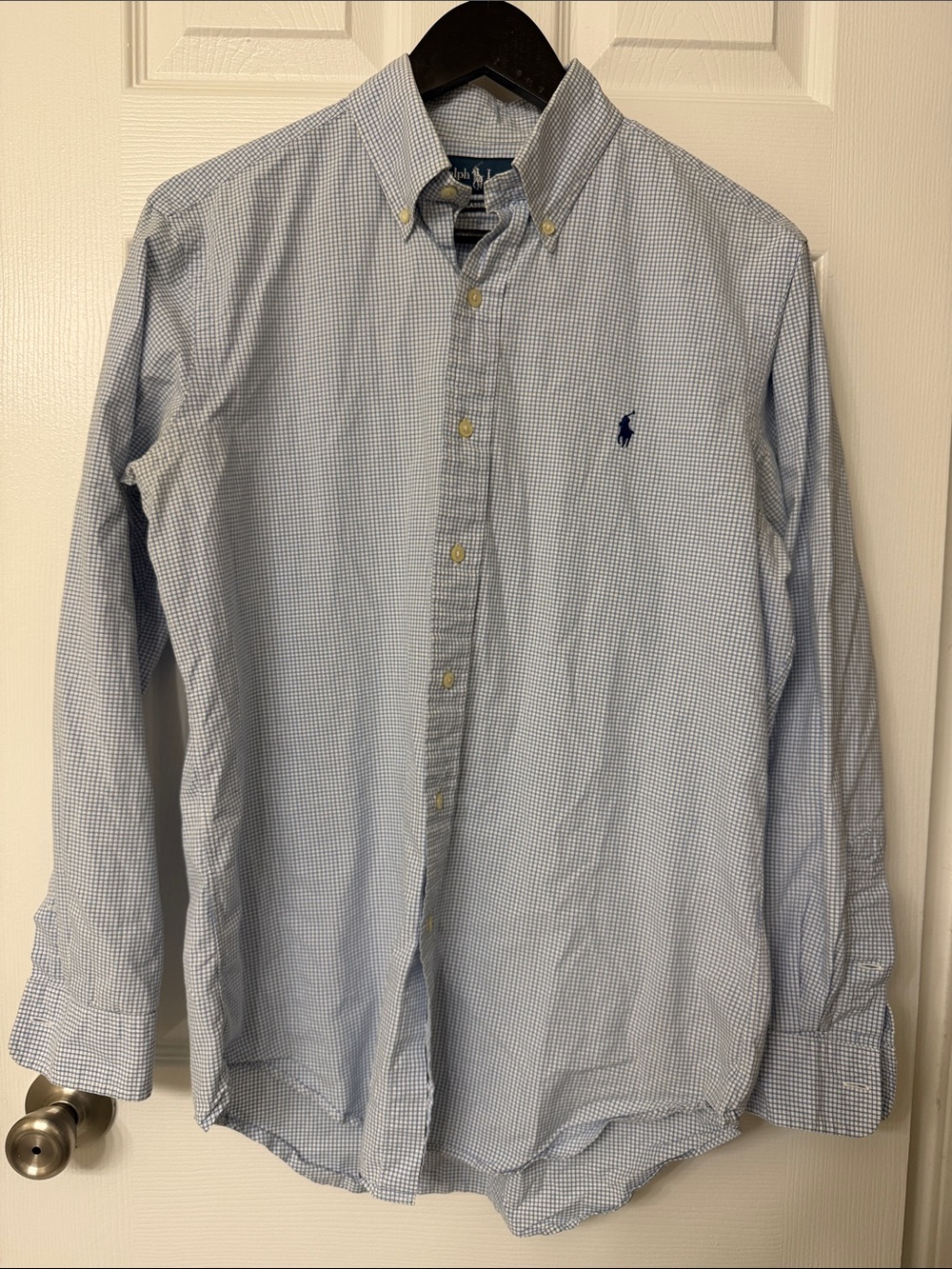 Ralph Lauren Blue & White Micro-Check Button-Down Shirt